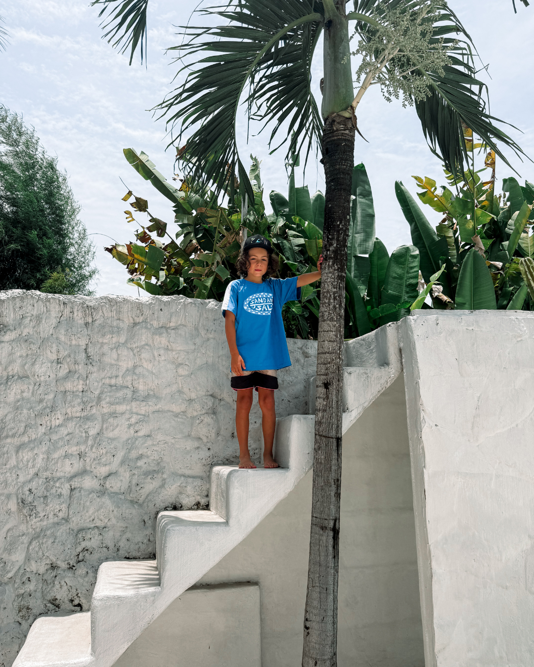 Sand + Salt Kids Blue Checker Tee