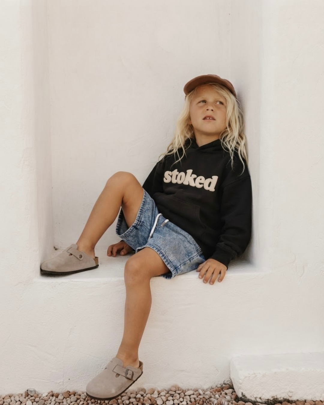STOKED Black Kids Hoodie