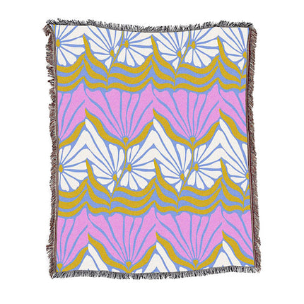 FLOWER POWER WOVEN BEACH PICNIC THROW RUG
