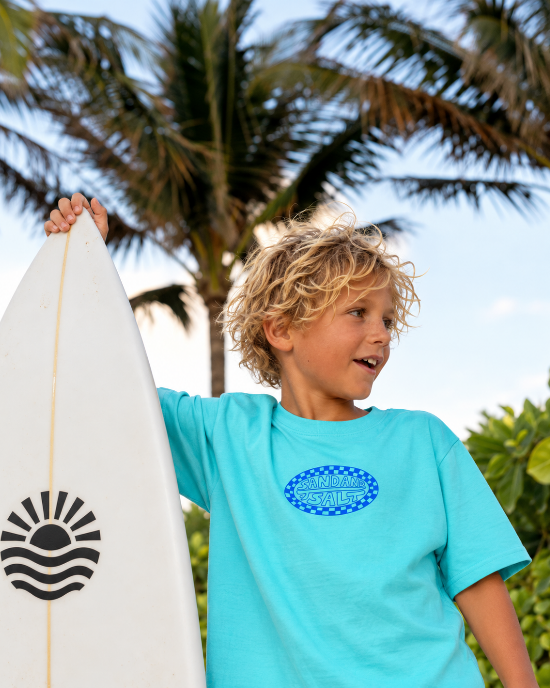 Salty Kids Surf Club Tee (Aqua Blue)