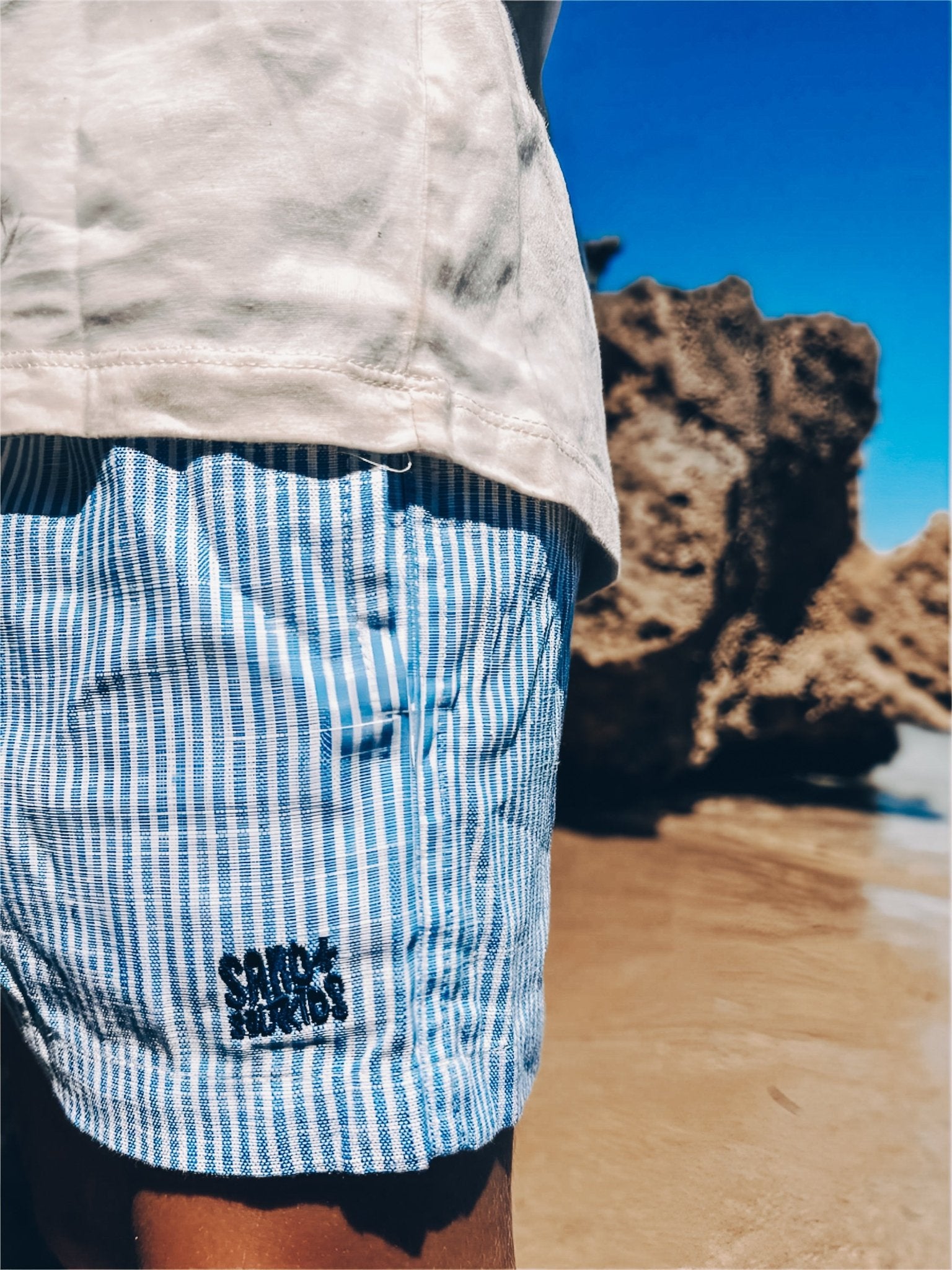 Coastal Stripe Linen Shorts - SAND N SALT