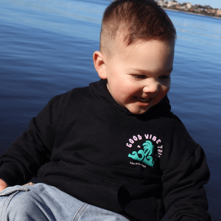 Good Vibe Tribe Black Kids Hooded Jumper - SAND N SALT