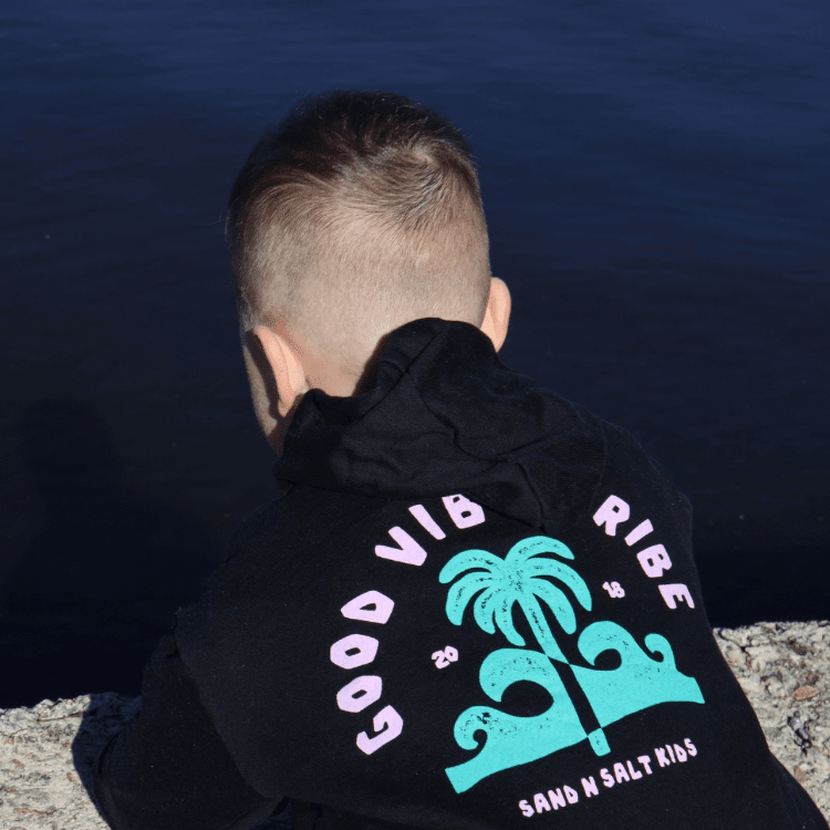 Good Vibe Tribe Black Kids Hooded Jumper - SAND N SALT