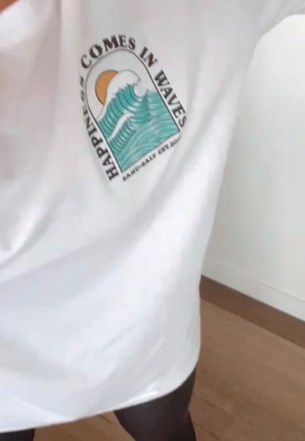 Happiness comes in waves adults tee