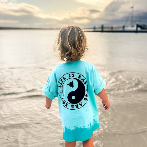 Life Is Rad - Kids Organic Surf Tee (Aruba Blue) - SAND N SALT