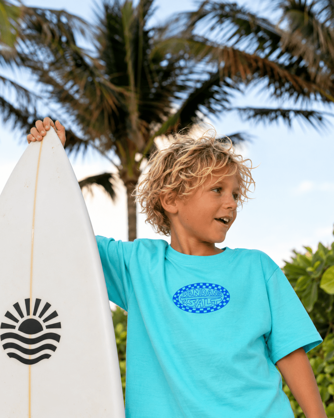 Salty Kids Surf Club Tee (Aqua Blue) - SAND N SALT