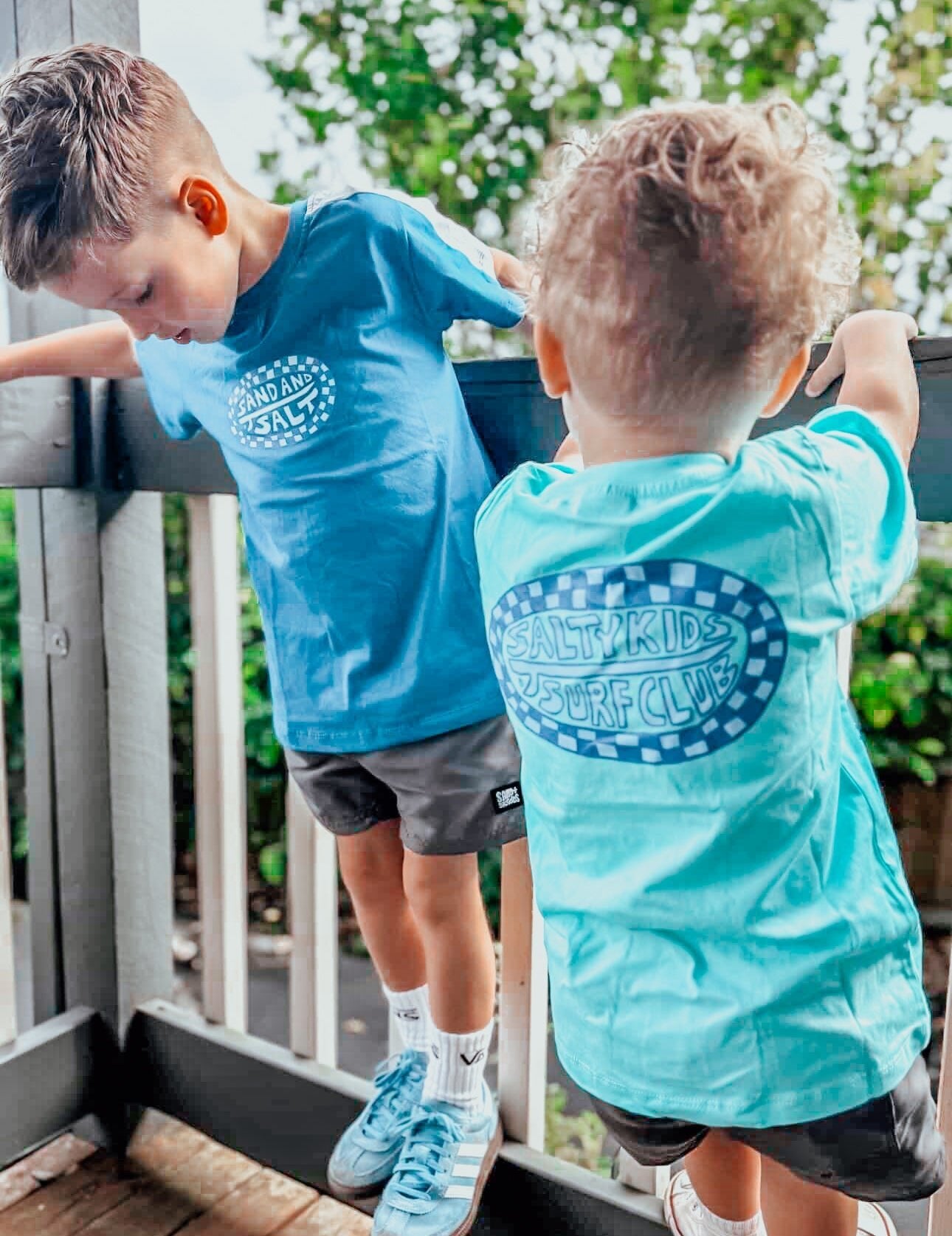 Sand + Salt Kids Blue Checker Tee - SAND N SALT