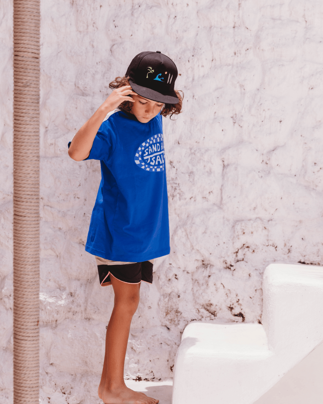 Sand + Salt Kids Blue Checker Tee - SAND N SALT