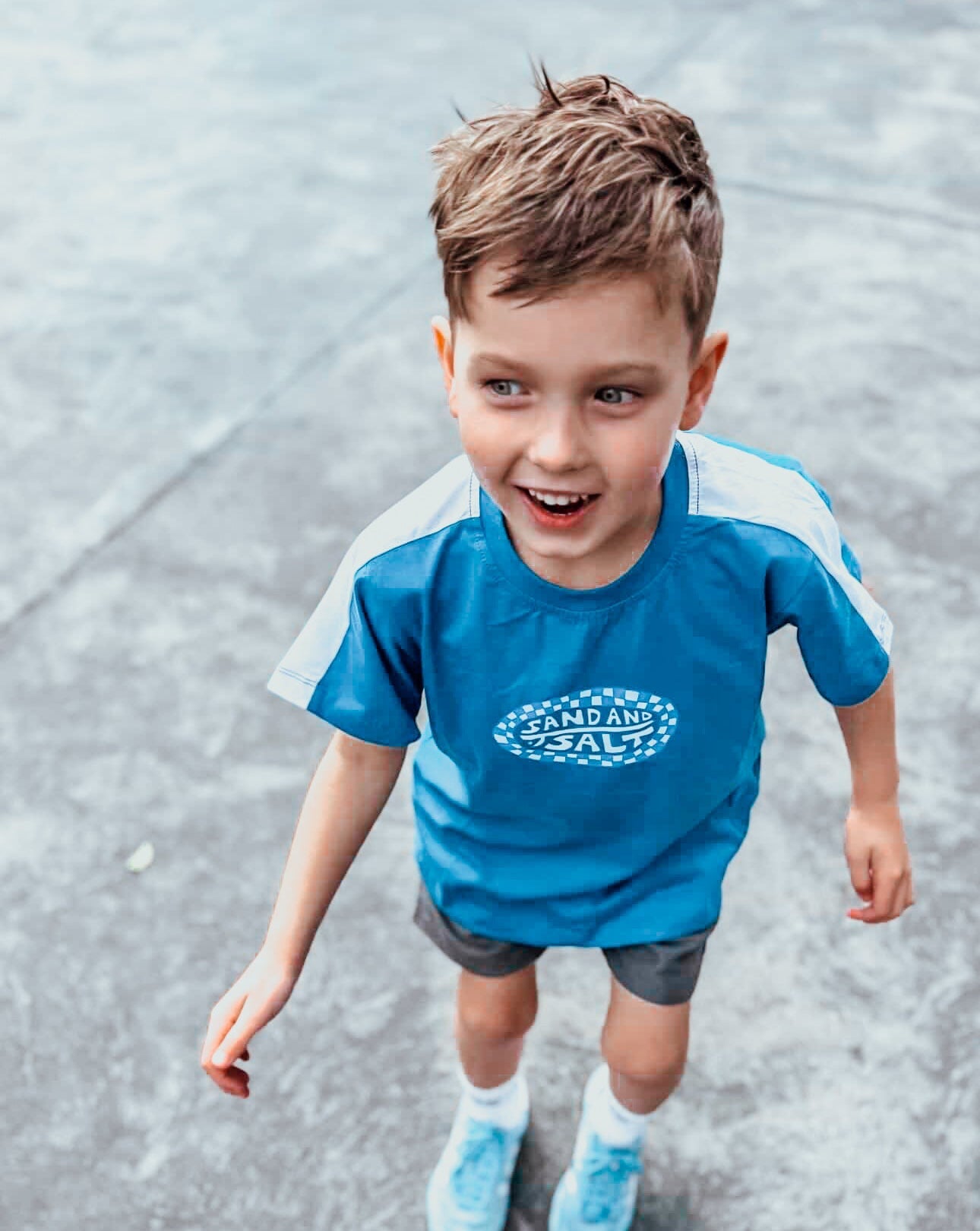 Sand + Salt Kids Blue Checker Tee - SAND N SALT
