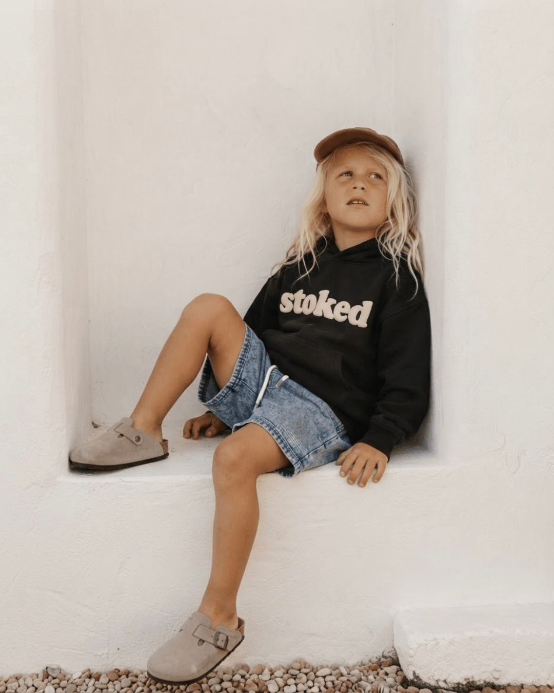 STOKED Black Kids Hoodie - SAND N SALT
