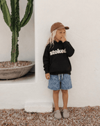 STOKED Black Kids Hoodie - SAND N SALT