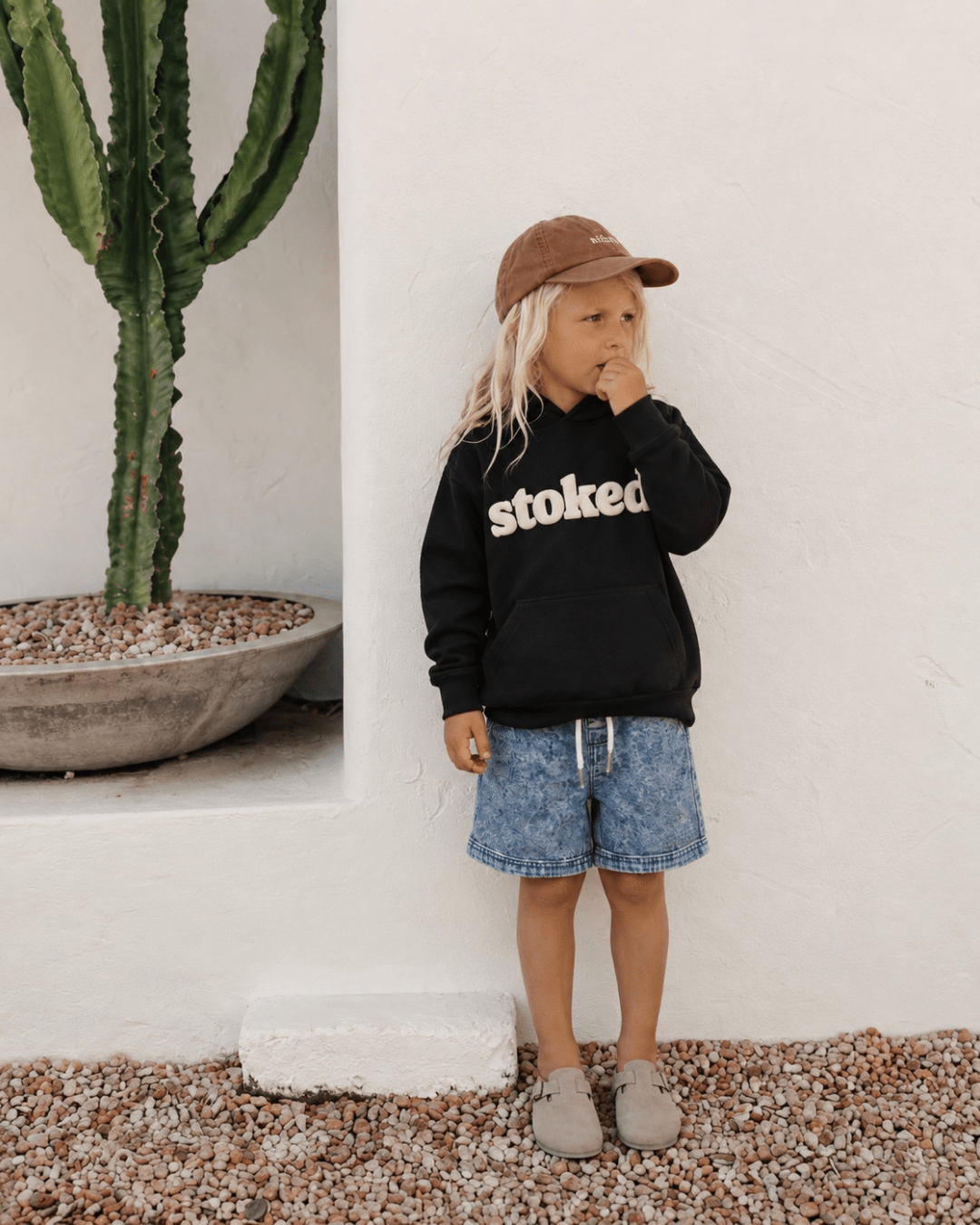 STOKED Black Kids Hoodie - SAND N SALT