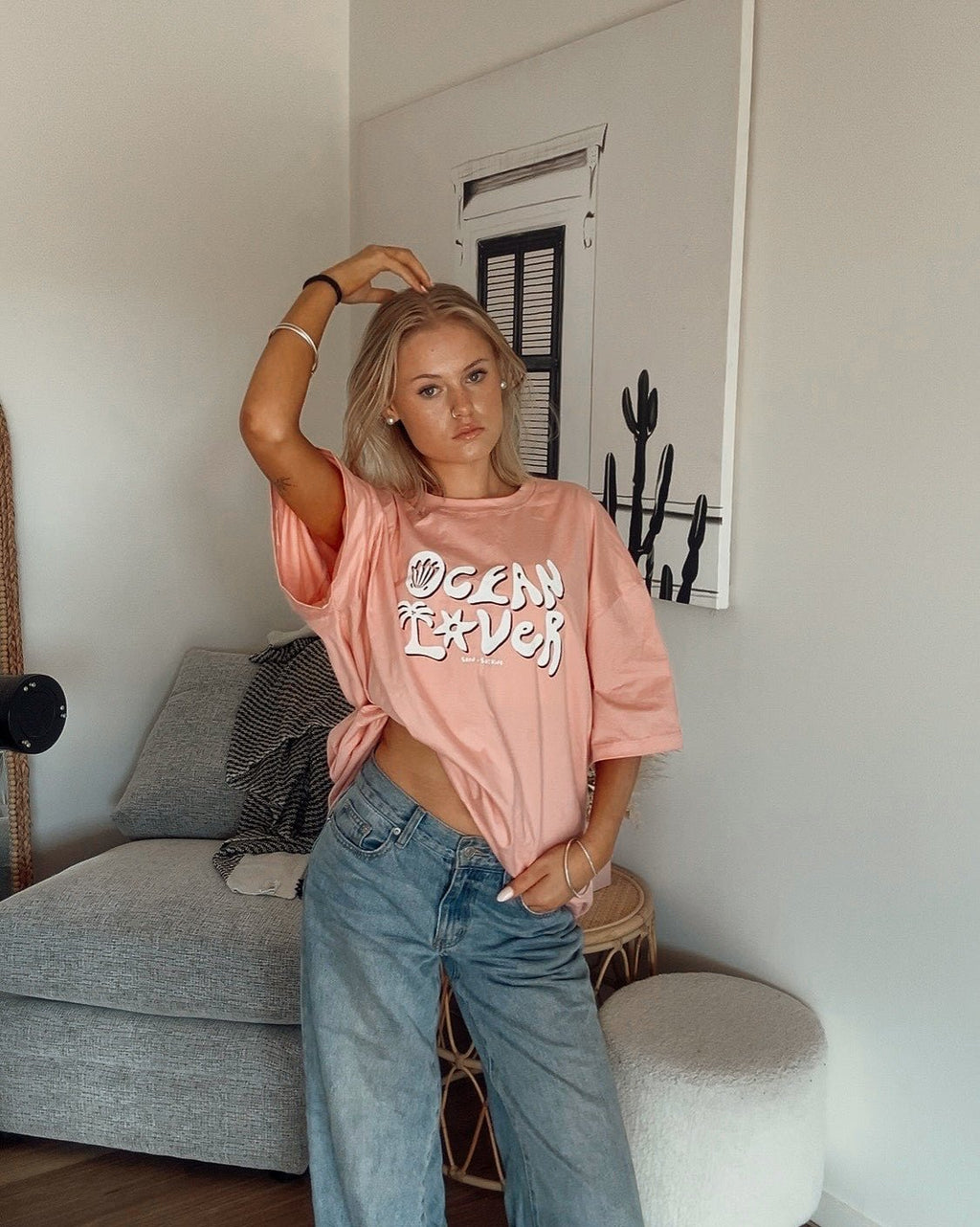 The Relaxed Oversized Ocean Lover Tee - Pink - SAND N SALT