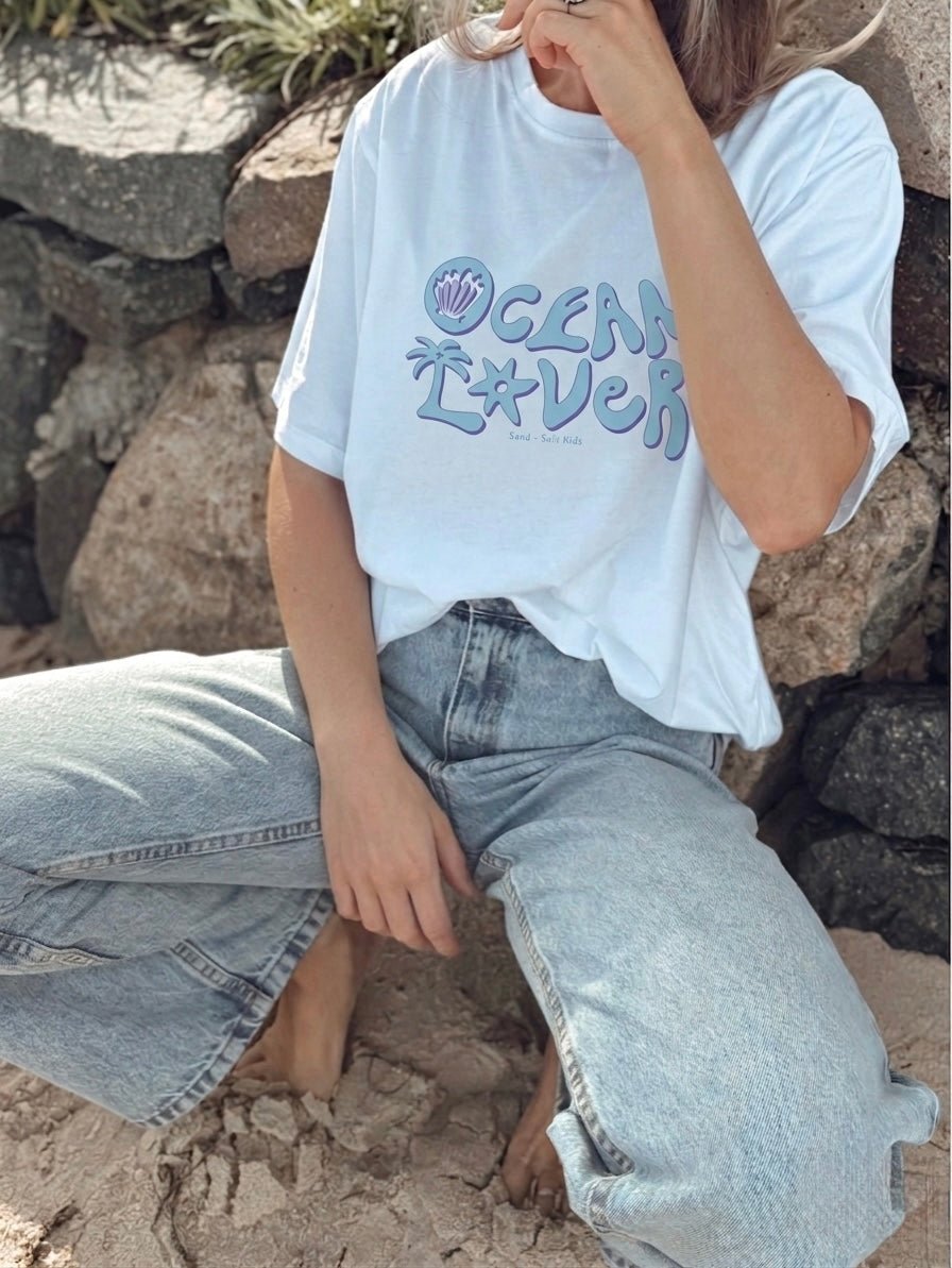 The Relaxed Oversized Ocean Lover Tee - White - SAND N SALT