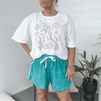 Womens Terry Towelling Shorts | Coastal Green - SAND N SALT