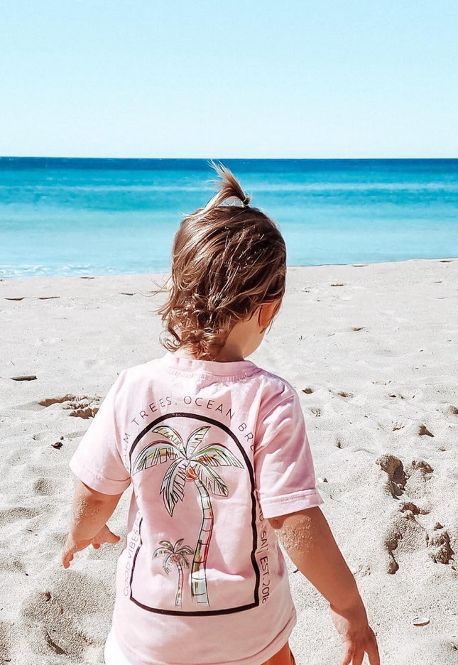 PALM TREES TEE WASHED PINK - KIDS