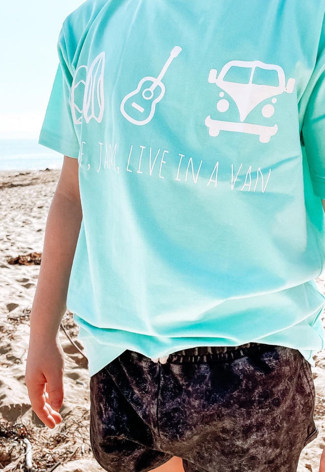 Surf Jam Live in a van kids tee - SAND N SALT 