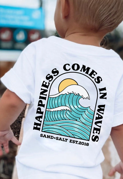Happiness comes in waves tee - SAND N SALT Kids surf skate clothing from groms kids clothing australia clothing & fashion  Toddlers kids fashion adults grom little grom handmade affordable kids fashion Women’s fashion men’s sand n salt kids