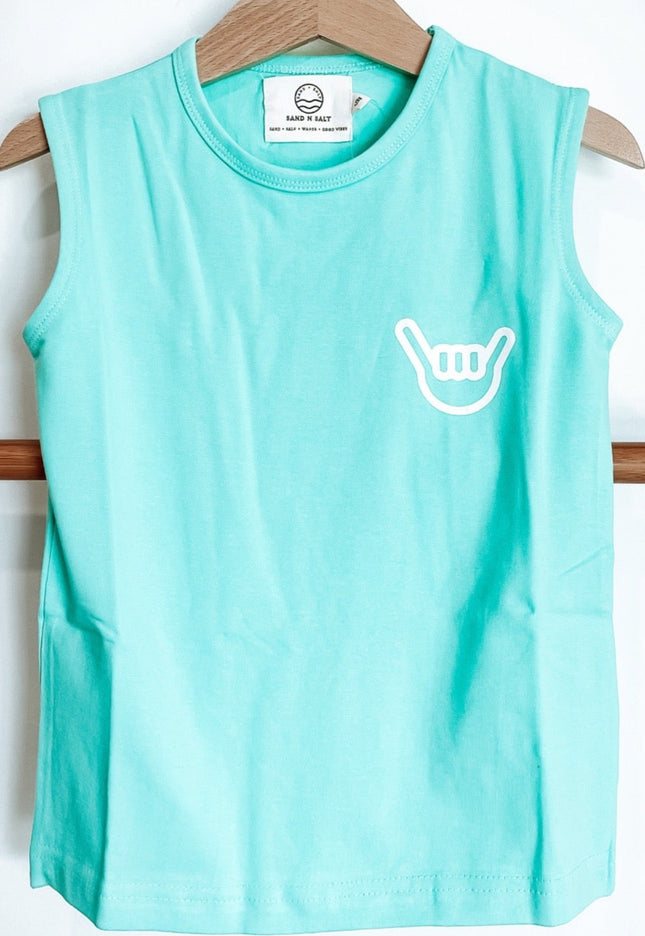 Shaka muscle tank - SAND N SALT Kids clothing australia surf clothes beach clothes kids beach clothes kids skate clothes kids skate tee kids surf tshirt cotton on kids ghanda industrie kids salty shreds vintage wash kids Trendy kids clothes Buy kids clothing online Shop Kids, Teen & Baby clothes.Surf skate clothing for the whole family! Fun, Fabulous and Fashionable Clothes and Accessories for Your Baby and Kids